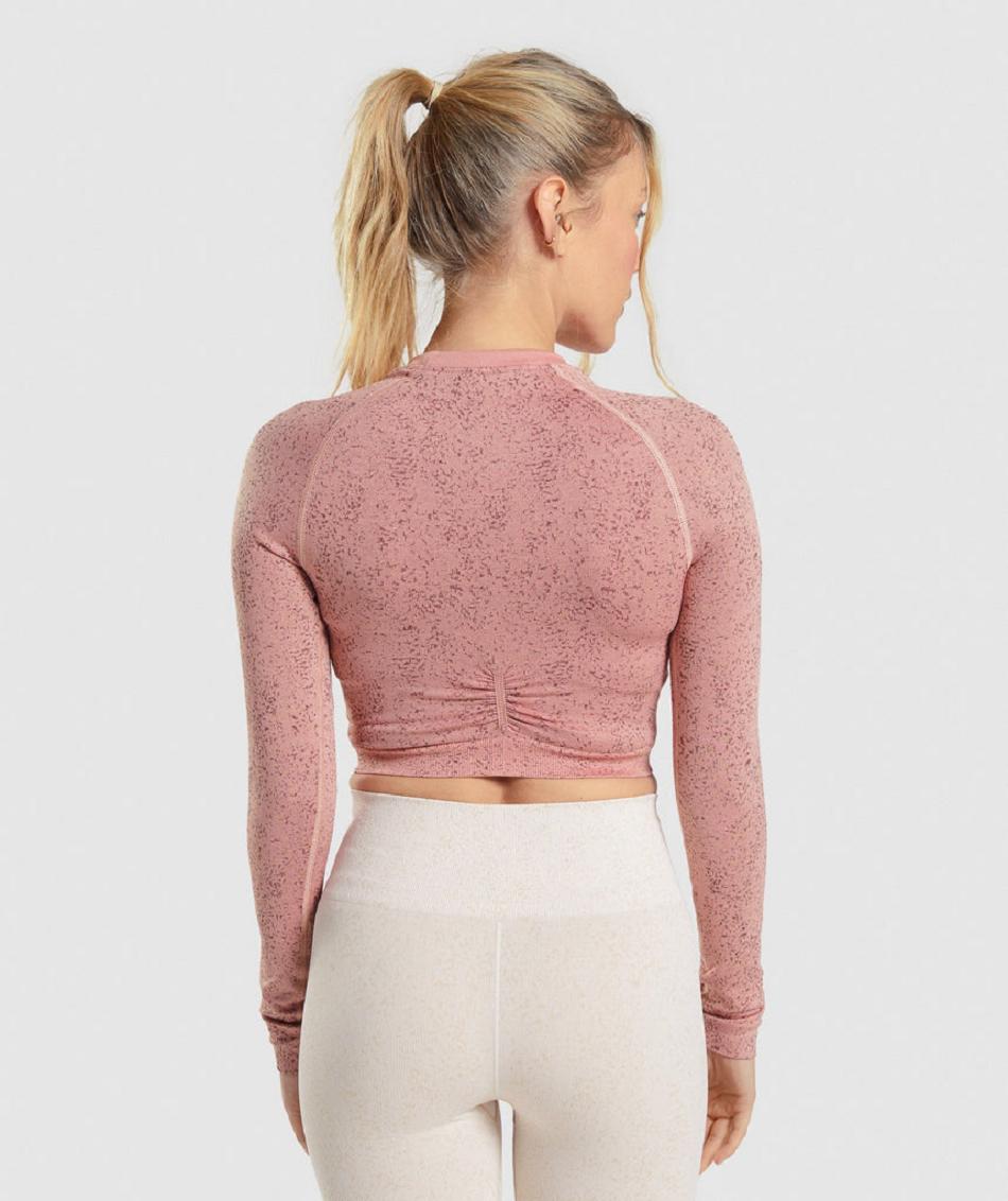 Corp Tops Gymshark Adapt Fleck Seamless Long Sleeve Mujer Rosas | CO 2546DFM